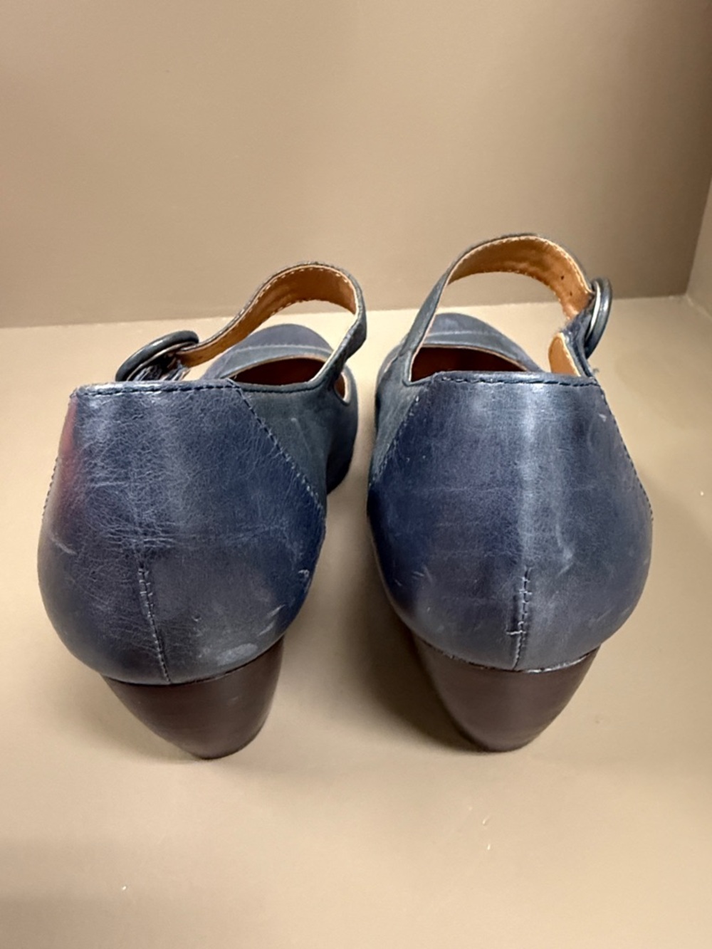 Comfortiva Blue Mary Jane Block Heel Pumps with Floral Details, hook & Loop - Picture 5 of 9